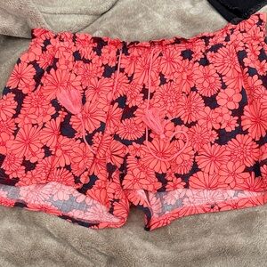 Coral Floral Tie-Waist Women's Shorts